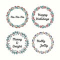 Christmas Wreath Set. Line Style Winter Collection. Royalty Free Stock Photo