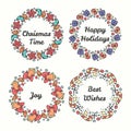 Christmas Wreath Set. Line Style Winter Collection. Royalty Free Stock Photo