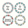 Christmas Wreath Set. Line Style Winter Collection. Royalty Free Stock Photo