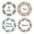 Christmas Wreath Set. Line Style Winter Collection. Royalty Free Stock Photo