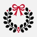 Christmas Wreath Silhouette Vector Icon Festive Logo Design for Printable Holiday Projects Royalty Free Stock Photo
