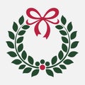 Christmas Wreath Silhouette Vector Icon Festive Logo Design for Printable Holiday Projects Royalty Free Stock Photo