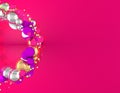 Christmas Wreath with spheres and pink background