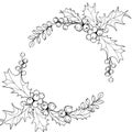 Christmas wreath with sprigs of mistletoe. Winter holiday theme. suitable for postcards, posters, web pages and textiles