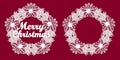 Set of two templates for laser cutting. Christmas wreath. Vector
