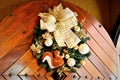 Christmas wreath with squirrel, balls and golden bows Royalty Free Stock Photo