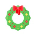 Christmas Wreath vector illustration, flat design icon