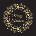 Christmas wreath vector illustration. Merry Christmas congratulations