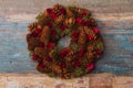 Christmas wreath with vintage patina background Royalty Free Stock Photo