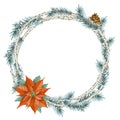Christmas wreath in vintage style. Round frame Royalty Free Stock Photo