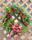 Christmas wreath on wood background