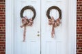 Christmas wreaths on doors