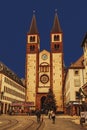 Christmas Wurzburg with cathedral St. Kilian at night, Bavaria,
