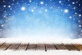 Christmas xmas background with wooden snowy planks Royalty Free Stock Photo