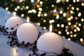 Christmas Candles White Lights Flame Royalty Free Stock Photo