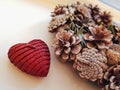 Christmas XMas New Year holiday cone wreath heart shaped candle photo