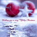 Christmas, Xmas - Red Baubles Decorated And Snowflakes In Snowing Background Royalty Free Stock Photo