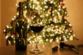 Christmas Xmas Tree Wine Royalty Free Stock Photo