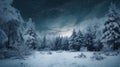 christmas year snow tree forest sky new white winter fir holiday background. Generative AI. Royalty Free Stock Photo