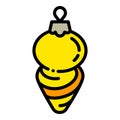 Christmas yellow cone tree toy icon, outline style