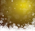 Christmas yellow vector background illustration with snowflakes and white Merry Christmas text