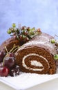 Christmas Yule Log Cake. Royalty Free Stock Photo