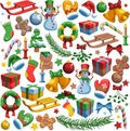 Christmas yuletide Themed Vector Ornaments Mega Pack Collection