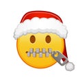 Christmas zipper-mouth face Large size of yellow emoji smile