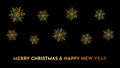 Christmas dark background with gold snowflakes Royalty Free Stock Photo