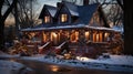 Christmasdecorated houses - beautiful stock photo
