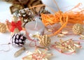 Christmass candle and decorations Royalty Free Stock Photo
