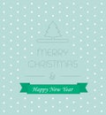 Christmass card with elegant text new year ribbon vector illustration