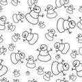 Christmass seamless pattern with hand drawn snowman on white background