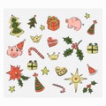 Christmass set of patch logo, omela, gift, pig, cookies