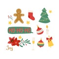 Christmass set of stickers patch, omela, gift, cookies