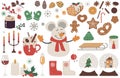 Christmass set 2020. Warm winter elements collection.Vector stock illustration, EPS10 Royalty Free Stock Photo