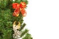 Christmass tree branches with angel and ribbons Royalty Free Stock Photo