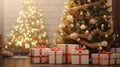 The Christmass tree stands near presents Royalty Free Stock Photo