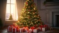 The Christmass tree stands near presents Royalty Free Stock Photo