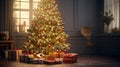 The Christmass tree stands near presents Royalty Free Stock Photo