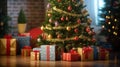 The Christmass tree stands near presents Royalty Free Stock Photo