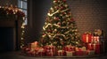 The Christmass tree stands near presents Royalty Free Stock Photo