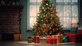 The Christmass tree stands near presents Royalty Free Stock Photo