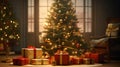 The Christmass tree stands near presents Royalty Free Stock Photo