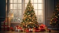 The Christmass tree stands near presents Royalty Free Stock Photo