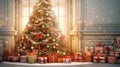 The Christmass tree stands near presents Royalty Free Stock Photo