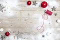 Christmassy grey wood background with decoration Royalty Free Stock Photo