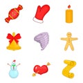 Christmassy icons set, cartoon style