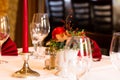 Christmassy table setting in a restaurant Royalty Free Stock Photo