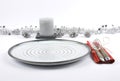 Christmassy table setting on white Royalty Free Stock Photo